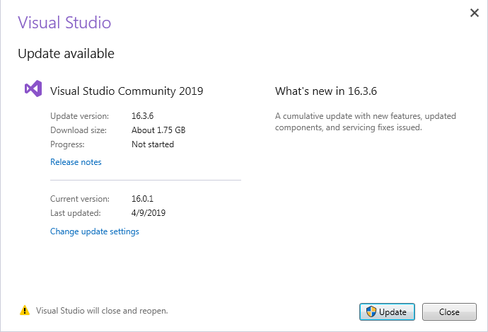 update-visual-studio-community-2019-4